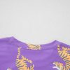 Women's Purple Allover Tiger Print Loose T-Shirt with Patch Pocket - Image 7