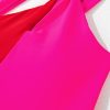 Women's Rose Red One Shoulder Two-Tone Backless One Piece Swimsuit - Elegant Summer Swimwear - Image 8