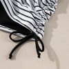 Women's Black Striped Patchwork Tankini Set with Side Drawstring Bottoms - Image 15