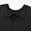 Women's Elegant Black Bow Decor Glittery Short Sleeve Top - Image 9