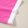 Plus Size Women's Pink Contrast Trim Collared Split Neck Short Sleeve Top - Image 9