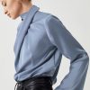 Women's Ivy Asymmetric Pleated Turtleneck Bell Sleeve Blouse - Elegant and Chic - Image 3