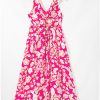 Women's Rose Floral V Neck Crisscross Backless Maxi Dress for Vacation - Image 7