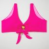 Women's Rose Red Wire-Free Knotted Bikini Swimsuit with Gold Shell Decor - 2pcs Set - Image 16