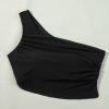 Women's Black Pleated Mesh One Shoulder Bikini Top and Skirt Set - Stylish Beachwear - Image 17