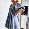 Women's Myosotis Bubble Sleeve Square Neck Denim Babydoll Dress - Playful & Chic - Image 9