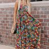 Women's Black Boho Floral Print Sleeveless High Waist Maxi Dress for Summer - Image 13