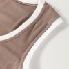 Women's Smoke Gray Ribbed Knit U Neck Slim Fit Tank Top with Colorblock Design - Image 8