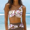 Women's Khaki Abstract Print One Shoulder High Waist Bikini - Chic & Flattering Swimsuit - Image 7