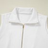 Women's White Textured Half Zip Tank Top and Drawstring Shorts Set - Image 8