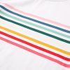 Women's White Rainbow Stripe Print Contrast Crewneck T-Shirt - Casual Summer Style - Image 10