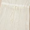 Women's Beige Open Knit Drawstring Waist Beach Dress - Elegant and Casual Beach Cover-Up - Image 10