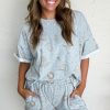 Women's Gray Western Fashion Printed T-Shirt and Elastic Waist Shorts Set - Image 7