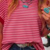 Women's Stylish Pink Stripe Knitted Round Neck T-Shirt with Boxy Fit - Image 8