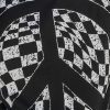 Women's Black Checkerboard Peace Sign Printed Round Neck T-Shirt - Image 19