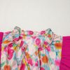 Women's Pink Floral Layered Ruffle Flutter Sleeve Tie V Neck Blouse - Elegant Spring Style - Image 9