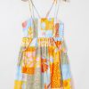 Women's Orange Seashell Patchwork Print Self-Tie Flowy Sundress for Summer Adventures - Image 14