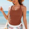 Mineral Red Drawstring Tummy Control 2-Piece Tankini Swimsuit with Floral Shorts - Image 24