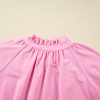 Chic Women's Pink Half Zip Puff Sleeve Top with Ruffled Shorts Set - Image 16