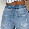 Women's Myosotis High Waist Distressed Denim Shorts with Drawstring - Image 2