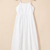 Women's Beige Stripe Spaghetti Strap Pocketed High Waist Maxi Dress - Perfect for Summer - Image 8