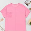 Bonbon Corded Patchwork Plus Size T-Shirt with Pocket - Trendy Casual Top for Women - Image 8