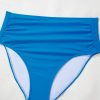 Women's Blue Colorblock Square Neck Bikini Set - Pleated High Waisted Swimwear - Image 26