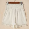 Women's Apricot Textured Frilled High Waist Lace Hem Shorts - Casual Summer Style - Image 7