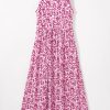 Women's Pink Floral Cutout Back Empire Waist Sleeveless Maxi Dress - Chic Summer Style - Image 9