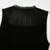 Women's Black Ribbed Texture Mesh Cutout Knitted Sweater Vest - Chic and Comfortable - Image 16