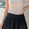 Women's Black Wide Waistband Ruched Skort with Built-In Shorts - Image 3