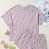 Women's Multicolour Printed Ribbed Knit T-Shirt and Shorts Lounge Set - Image 12