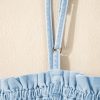 Women's Beau Blue Spaghetti Strap Smocked Denim Romper with Pockets - Image 11