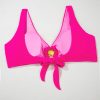 Women's Rose Red Wire-Free Knotted Bikini Swimsuit with Gold Shell Decor - 2pcs Set - Image 22