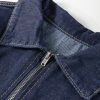 Women's Dirty Blue Zipped Bodice Collared Mini Denim Dress with Puff Sleeves - Image 9