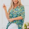 Women's Green Abstract Print V Neck Half Sleeve Tunic Blouse - Bohemian Style - Image 6