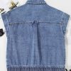 Women's Ashleigh Blue Acid Wash Button Up Denim Vest with Elastic Hem - Image 7