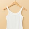 Women's White Solid Color Ribbed Knit Scoop Neck Tank Top - Casual Summer Essential - Image 6