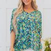 Women's Green Abstract Print V Neck Half Sleeve Tunic Blouse - Bohemian Style - Image 7