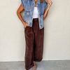 Women's Ashleigh Blue Acid Wash Button Up Denim Vest with Elastic Hem - Image 5