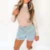 Women's Smoke Gray Floral Lace Patchwork Long Sleeve High Neck Slim Top - Image 3