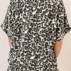 Women's Black Cheetah Printed Casual Tee and Shorts Lounge Set - Image 3