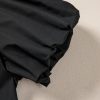 Women's Black Puff Sleeve Ruffle Hem Button Down Shirt Dress - Image 15