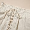 Women's Apricot Textured Frilled High Waist Lace Hem Shorts - Casual Summer Style - Image 12