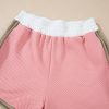 Women's Pink Textured Colorblock Patchwork Tee and High-Waist Shorts Set - Image 13