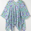 Women's White Boho Floral Printed Rhinestone Open Front Kimono with 3/4 Sleeves - Image 14