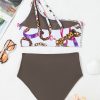 Women's Khaki Abstract Print One Shoulder High Waist Bikini - Chic & Flattering Swimsuit - Image 17