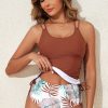 Mineral Red Drawstring Tummy Control 2-Piece Tankini Swimsuit with Floral Shorts - Image 16