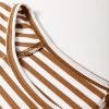 Women's Khaki Stripe Batwing Sleeve Oversized Crewneck Top for Casual Wear - Image 8