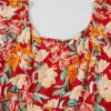 Women's Plus Size Orange Floral V Neck Flutter Sleeve Dress - Cinched Waist for Flattering Fit - Image 12